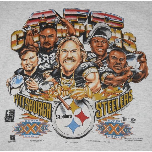 Vintage 1995 Pittsburgh Steelers Super Bowl XXX Caricature Sweatshirt XL - Picture 2 of 7